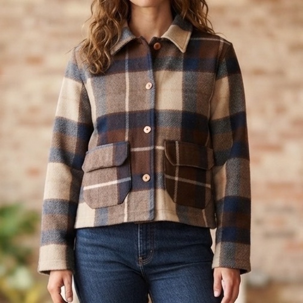 Vintage Streetwear Plaid Chore Jacket Wool Blend Made in USA